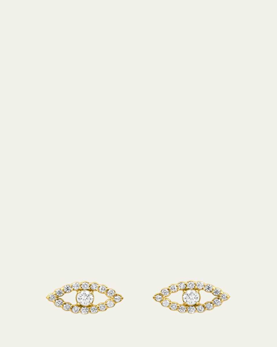 Mini Open Evil Eye Stud Earrings with Diamonds